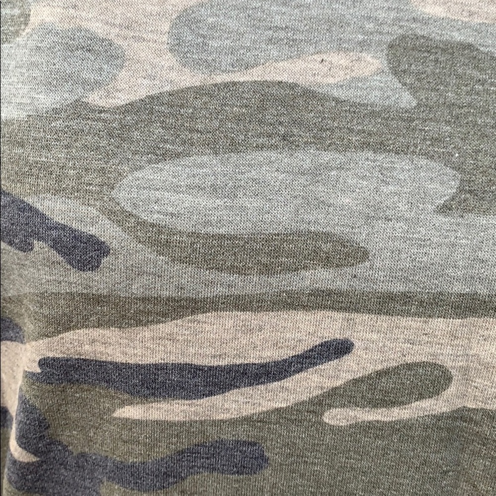 Camouflage Green Open Cross Over Back Design Hoodie Top - Picture 6 of 8
